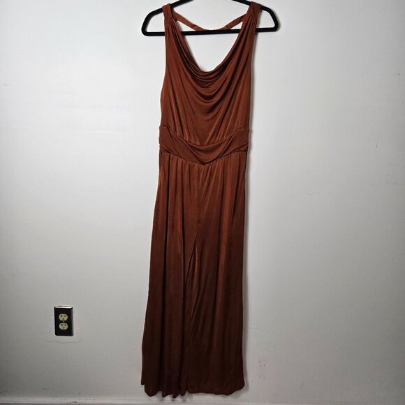 Anthropologie Maeve SizeS  Enchantment Copper Wide Leg Jumpsuit Sleeveless FLAW - Picture 3 of 14
